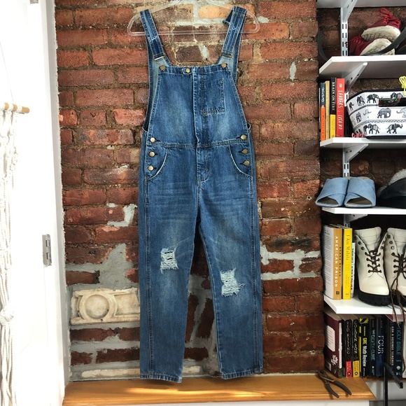 Genuine People Denim - Genuine People Distressed Loose Overalls XS